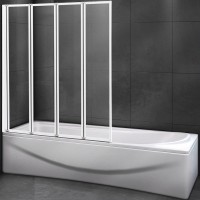 Шторка на ванну Cezares Relax 90 RELAX-V-4-90/140-C-Bi профиль Серый стекло прозрачное