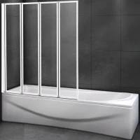 Шторка на ванну Cezares Relax 90 RELAX-V-4-90/140-C-Bi профиль Серый стекло прозрачное