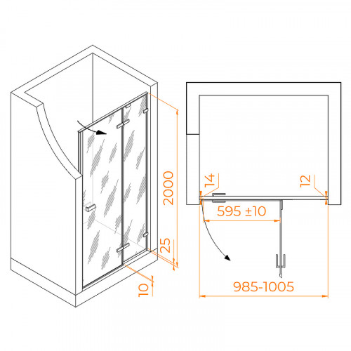 Душевая дверь RGW Stilvoll SV-004-B 100 353200410-14 профиль Черный стекло прозрачное