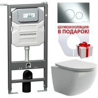 Комплект унитаза с инсталляцией Ceramicanova Forma CN3009_1001CH_1000 с сиденьем Микролифт и клавишей смыва Хром фарфор подвесной