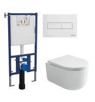 Комплект унитаза DIWO Ceramicanova Ulma CN4006T с сиденьем с инсталляцией DIWO 4501 с клавишей смыва цвет Глянцевый белый