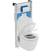 Унитаз с инсталляцией Ideal Standard Connect PR211601 с сиденьем Микролифт и клавишей смыва Хром