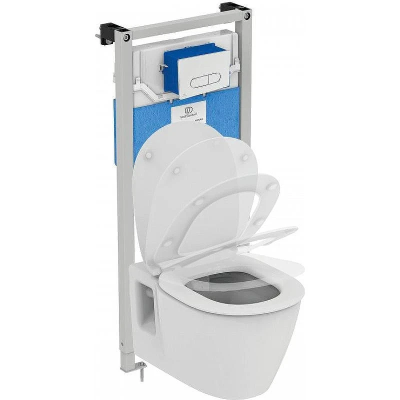 Унитаз с инсталляцией Ideal Standard Connect PR211601 с сиденьем Микролифт и клавишей смыва Хром