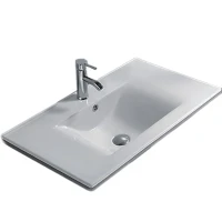 Раковина CeramaLux 61 JY-807-60 Белая фаянс полувстраиваемая