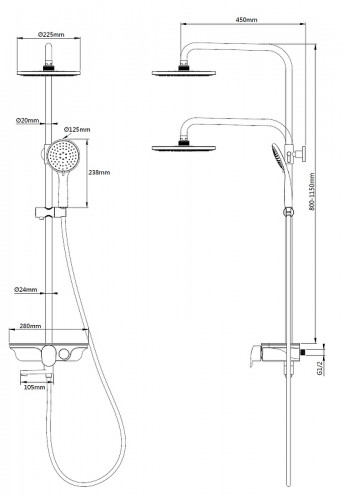 Душевая система WeltWasser WW DP 1020 WT 10000003185 Хром Белая латунь на стену
