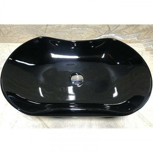 Раковина CeramaLux 67 9175AB Черная фаянс накладная