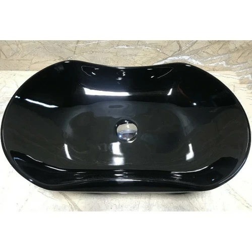 Раковина CeramaLux 67 9175AB Черная фаянс накладная