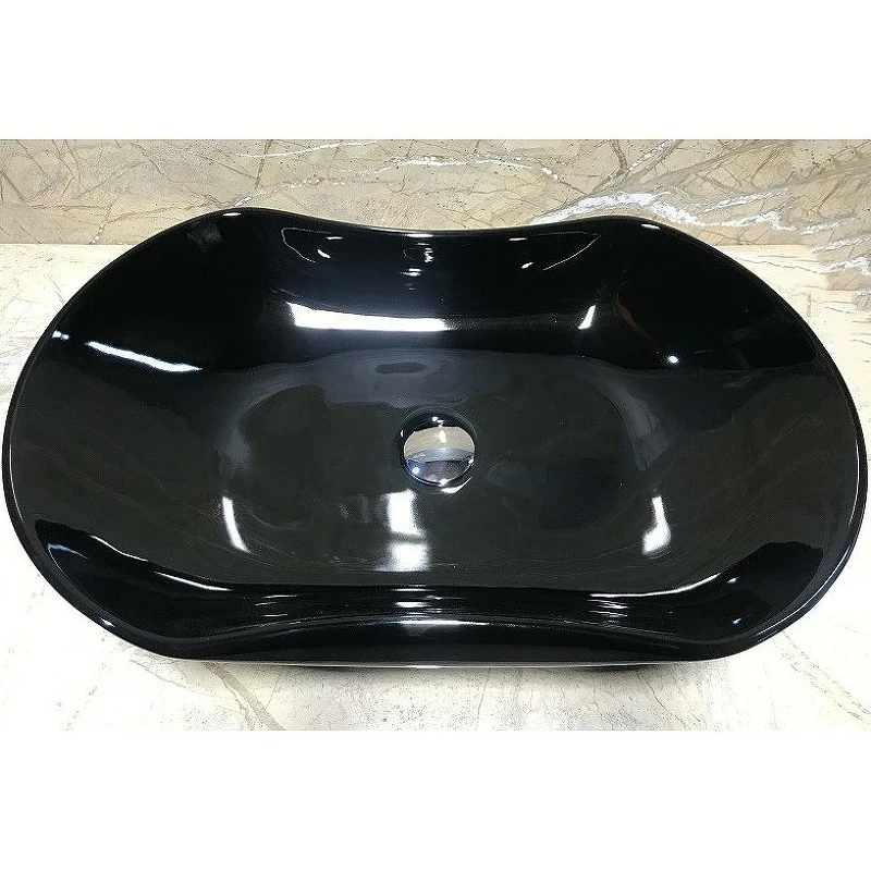 Раковина CeramaLux 67 9175AB Черная фаянс накладная