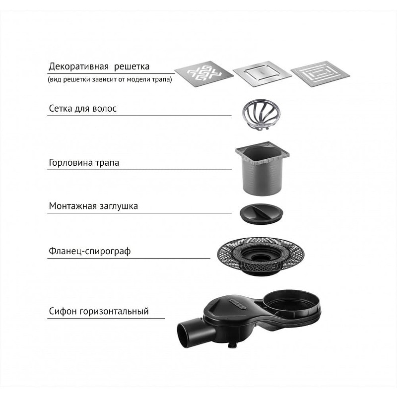 Душевой трап Berges Platz Norma 150x150 090159 с решеткой Хром матовый