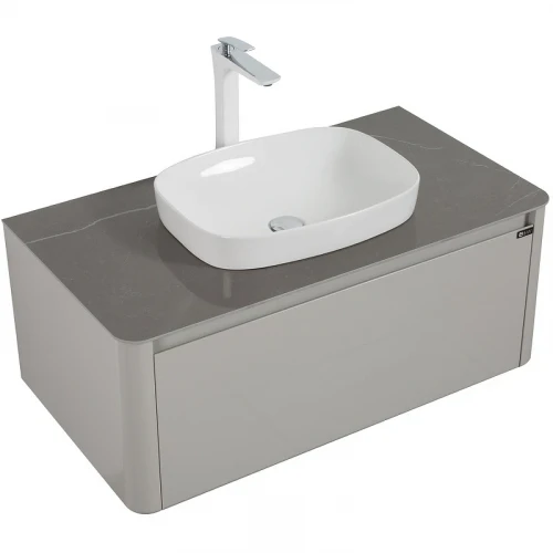 Тумба с раковиной Black&White Universe U915.1000 100 9151000 подвесная Glossy light grey МДФ / ЛДСП