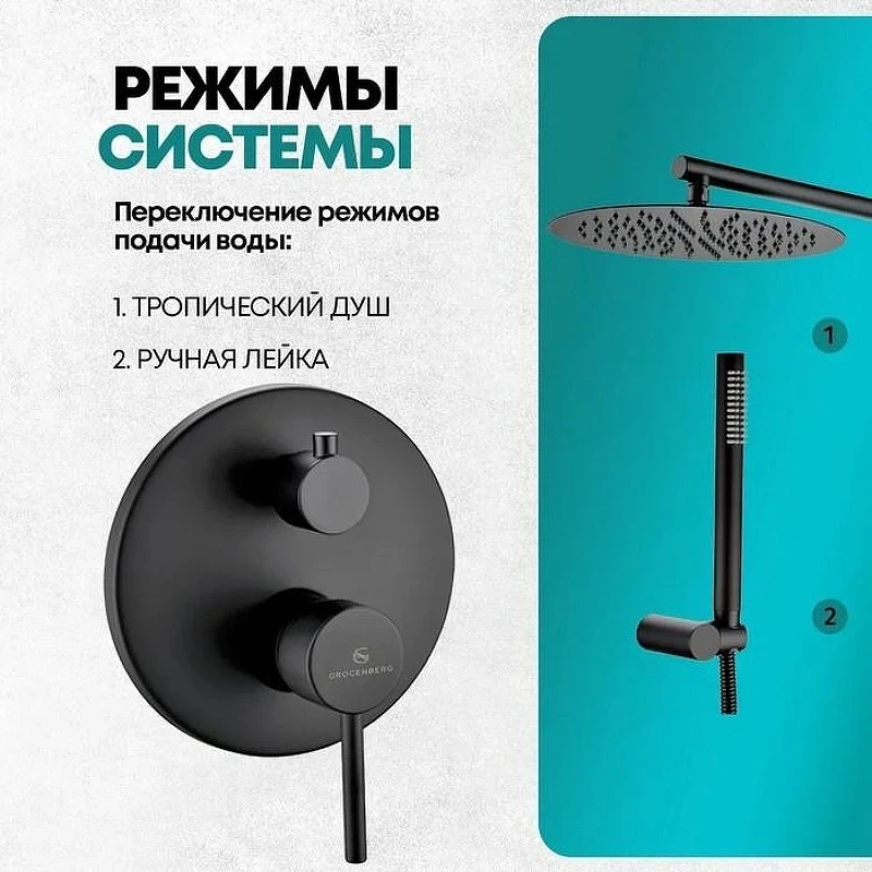 Душевая система Grocenberg GB5099BL-3 Черная матовая