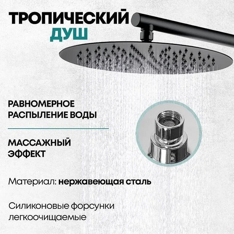 Душевая система Grocenberg GB5099BL-3 Черная матовая