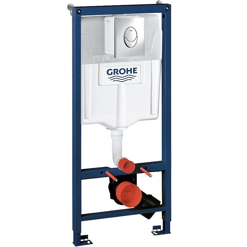 Комплект унитаза AQUAme AQM2002 с инсталляцией Grohe Rapid SL 38721001 с сиденьем Микролифт и клавишей смыва Хром фаянс подвесной