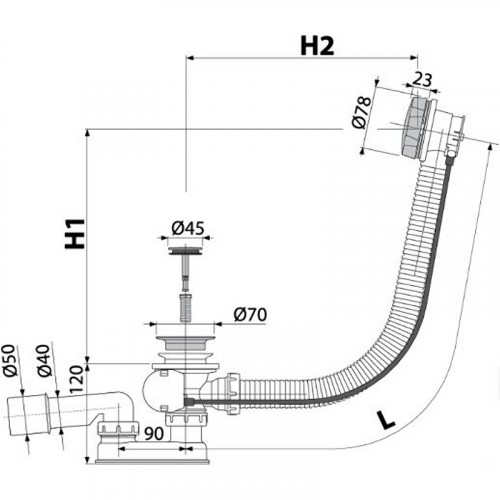 Слив-перелив Alcaplast A55ANTIC-80-RU-01 полуавтомат Бронза