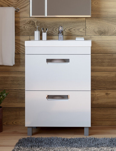Тумба под раковину Vigo Plaza 60 tn.PLA.FOS.60.2Y Белая МДФ / ЛДСП