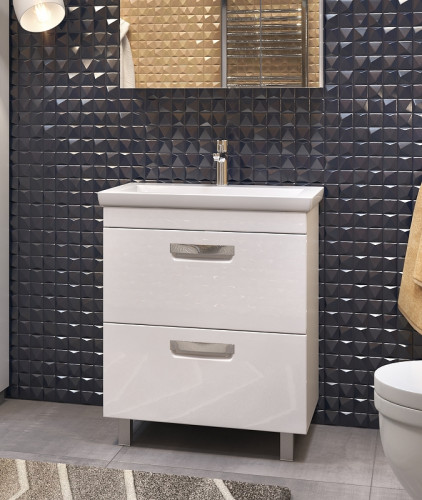 Тумба под раковину Vigo Plaza 60 tn.PLA.FOS.60.2Y Белая МДФ / ЛДСП