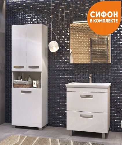 Тумба под раковину Vigo Plaza 60 tn.PLA.FOS.60.2Y Белая МДФ / ЛДСП