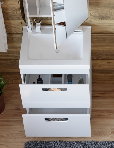 Тумба под раковину Vigo Plaza 60 tn.PLA.FOS.60.2Y Белая МДФ / ЛДСП