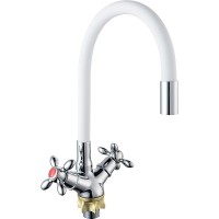 Смеситель для кухни Ростовская Мануфактура Сантехники Boou BA5318-1F-E351A-B702 Белый, Хром латунь