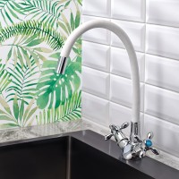 Смеситель для кухни Ростовская Мануфактура Сантехники Boou BA5318-1F-E351A-B702 Белый, Хром латунь
