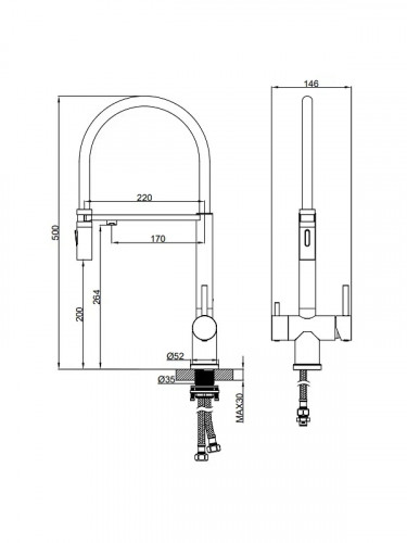 Смеситель для кухни AltroBagno Flusso 050206 BC цвет Медь матовая