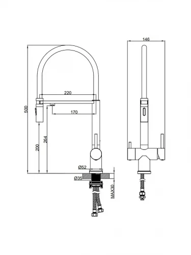 Смеситель для кухни AltroBagno Flusso 050206 BC цвет Медь матовая