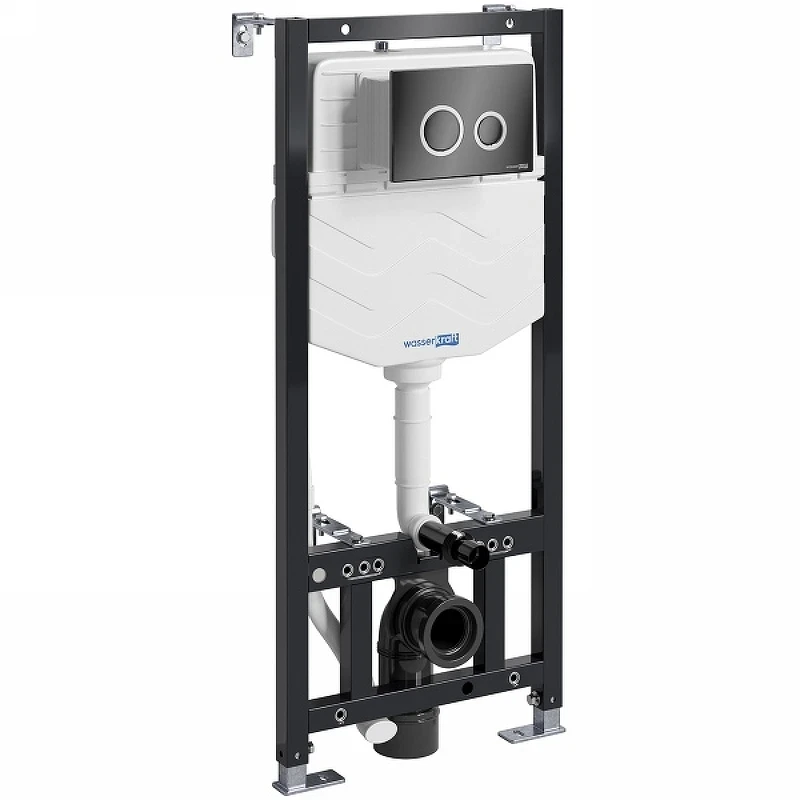 Инсталляция WasserKRAFT Aller 10TLT.010.ME.PB01 для унитаза с Черной глянцевой клавишей смыва нержавеющая сталь