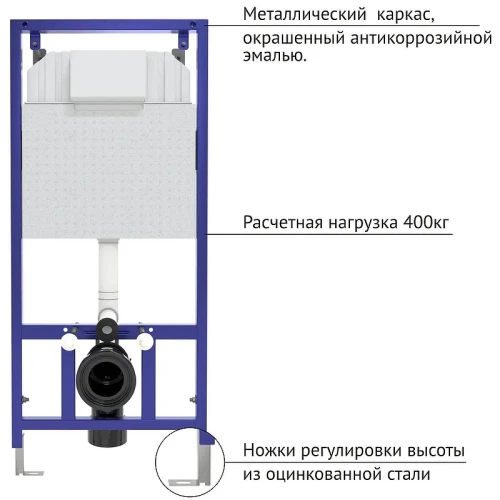 Комплект унитаза с инсталляцией Berges Novum D3 042437 с сиденьем Микролифт и клавишей смыва Хром глянцевый фарфор подвесной