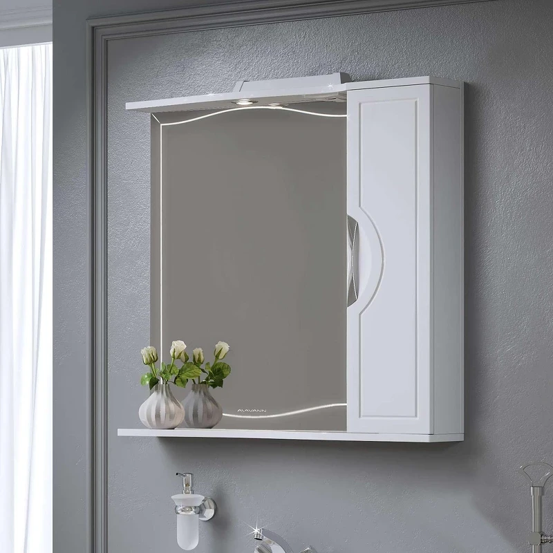 Зеркало со шкафом Alavann Monaco 80 L ALV0268003 с подсветкой цвет Белый
