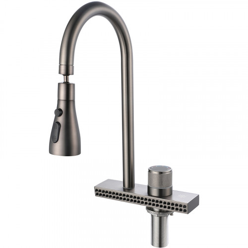 Смеситель для кухни Ростовская Мануфактура Сантехники SUS130PVD-017F-2 Графит нержавеющая сталь