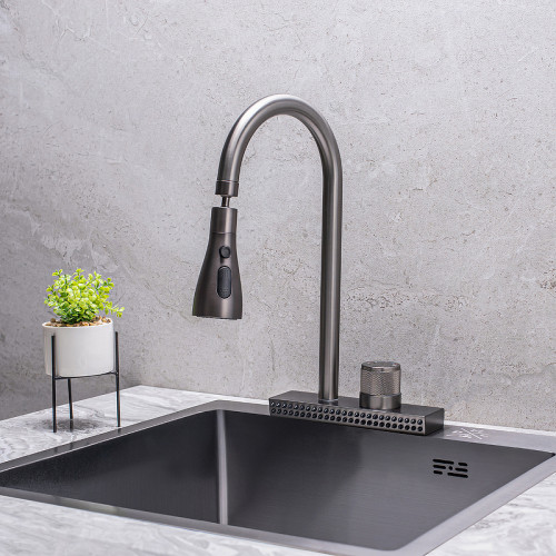 Смеситель для кухни Ростовская Мануфактура Сантехники SUS130PVD-017F-2 Графит нержавеющая сталь