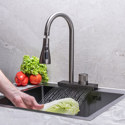 Смеситель для кухни Ростовская Мануфактура Сантехники SUS130PVD-017F-2 Графит нержавеющая сталь