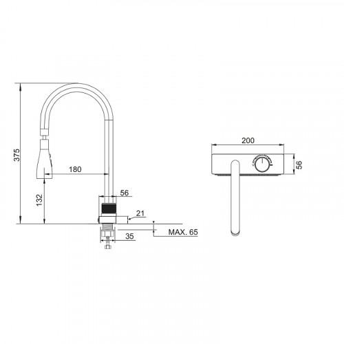 Смеситель для кухни Ростовская Мануфактура Сантехники SUS130PVD-017F-2 Графит нержавеющая сталь