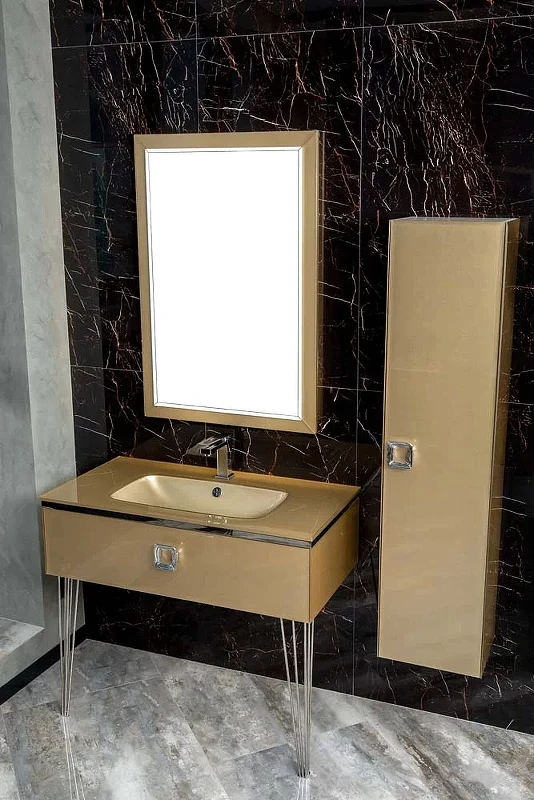 Шкаф пенал Boheme Armadi Art Lucido 35 772-Light Gold подвесной Светлое золото МДФ / ЛДСП