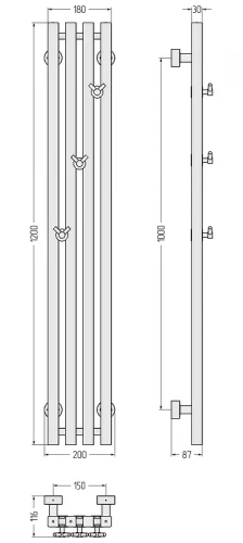 Водяной полотенцесушитель Сунержа Сатерленд PRO 120x15 00-0457-1215 Без покрытия