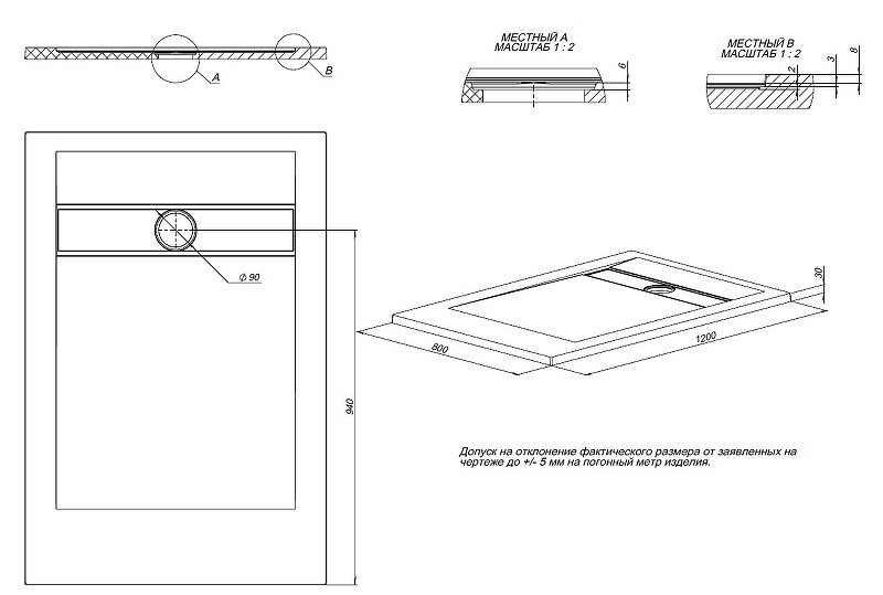 Душевой поддон из искусственного камня Allen Brau Infinity 120x80 8.21002-AM Антрацит