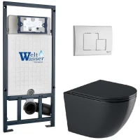 Комплект унитаза с инсталляцией WeltWasser MARBERG 507 + MERZBACH 043 GL-BL + MAR 507 SE GL-WT 10000012207 цвет Белый глянцевый с сиденьем Микролифт и клавишей смыва цвет Белый глянцевый