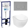 Комплект унитаза с инсталляцией WeltWasser BAMBERG 460 + MERZBACH 043 GL-WT + BAMBERG CR 10000012892 цвет Белый глянцевый с сиденьем Микролифт и клавишей смыва цвет Хром