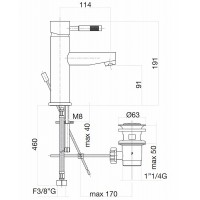 Смеситель для раковины Webert Rimini RI830102560 с донным клапаном Черный матовый латунь