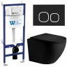 Комплект унитаза с инсталляцией WeltWasser BAMBERG 460 + MERZBACH 043 XL MT-BL + BAMBERG BL 10000014127 цвет Черный матовый с сиденьем Микролифт и клавишей смыва цвет Черный
