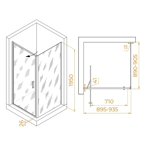 Душевой уголок RGW Stilvoll 90x90 703213599-14 профиль цвет Черный стекло прозрачное