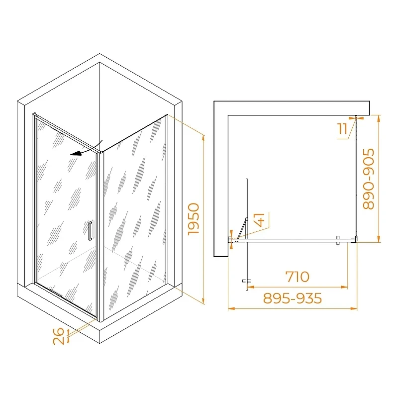 Душевой уголок RGW Stilvoll 90x90 703213599-14 профиль цвет Черный стекло прозрачное