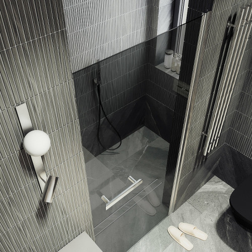 Душевая дверь Maybah Glass MGD-456-5 800x1980 на монопетле Хром матовый стекло графитовое