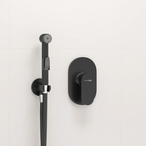 Гигиенический душ со смесителем WasserKRAFT Elbe A117451 Черный матовый латунь на стену