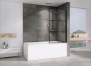 Шторка на ванну Abber Immer Offen 100x140 AG72100B профиль Черный стекло прозрачное