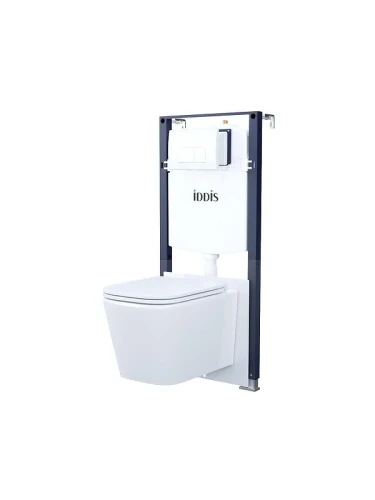 Унитаз с инсталляцией Iddis Basic BASBI03i73 цвет Белый с сиденьем Микролифт и клавишей смыва цвет Белый глянцевый