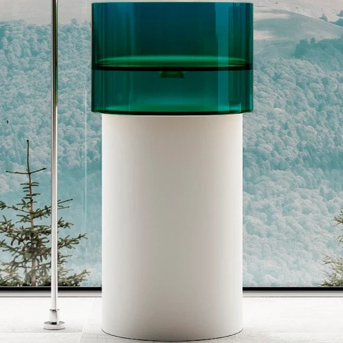 Раковина Abber Kristall 45 AT2701White-Aquamarin Белая Бирюзовая искусственный камень (литьевой мрамор), полиэфирная смола напольный