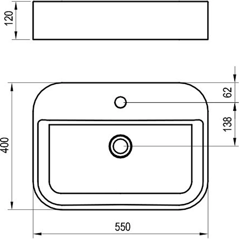 Раковина Ravak Ceramic Slim Shelf R 55 XJX01155005 Белая накладная