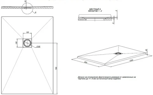 Душевой поддон из искусственного камня Allen Brau Priority 120x80 8.31006-AM Антрацит