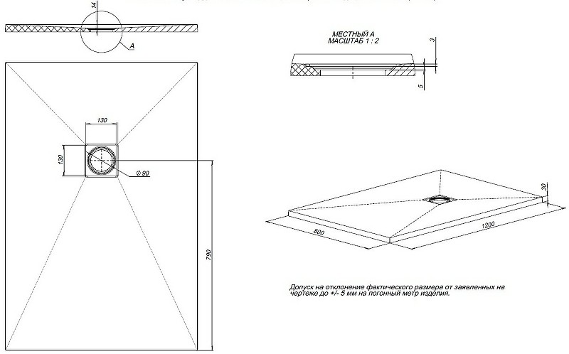 Душевой поддон из искусственного камня Allen Brau Priority 120x80 8.31006-AM Антрацит